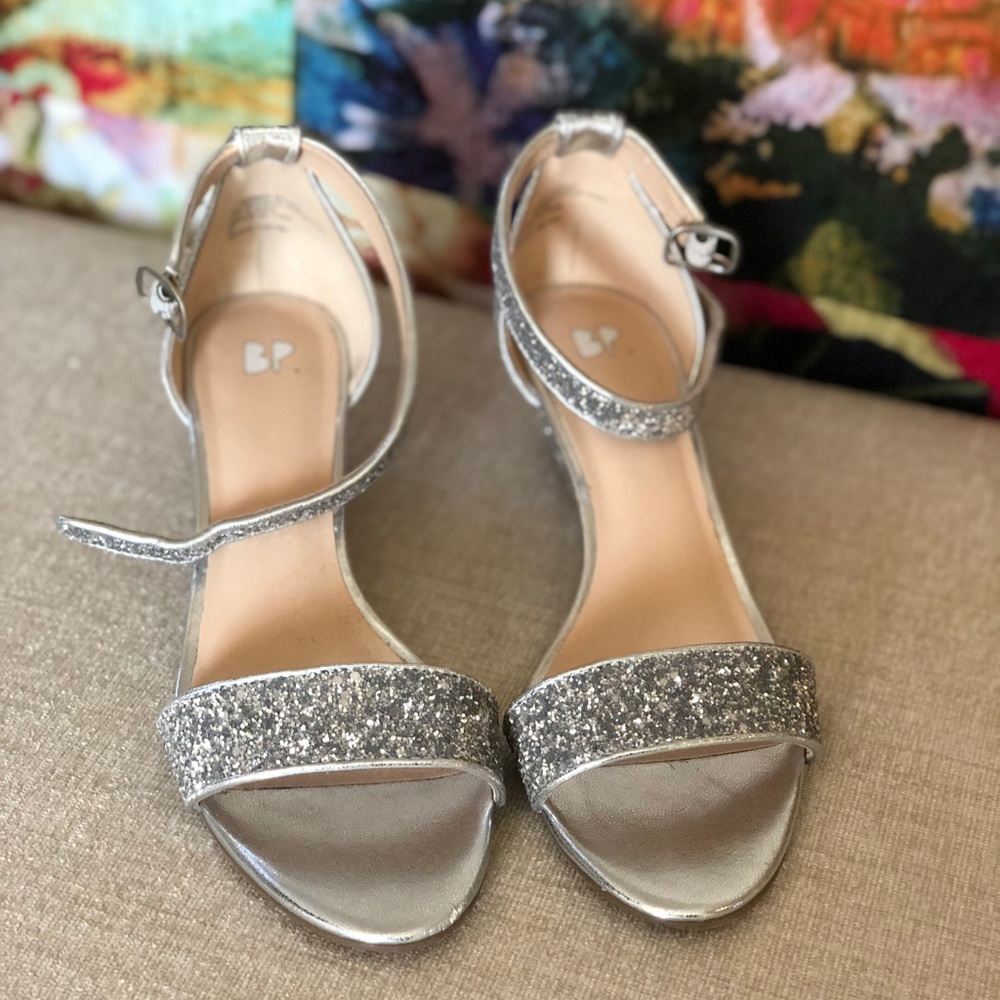 BP Roxie Wedge Silver Glitter Sandals